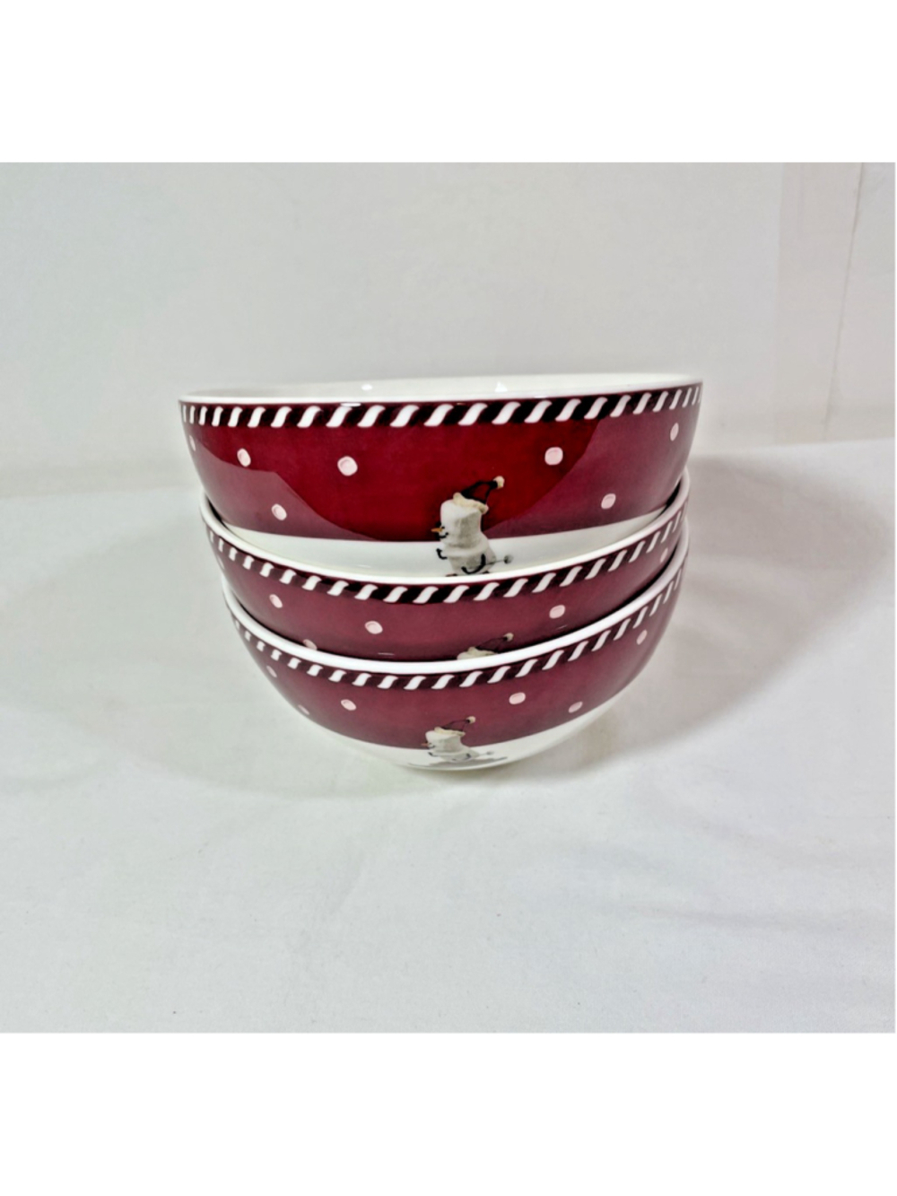 Nikko Original S'Mores Christmas Red Cereal Snack Bowls 5" Set of 3 Holiday